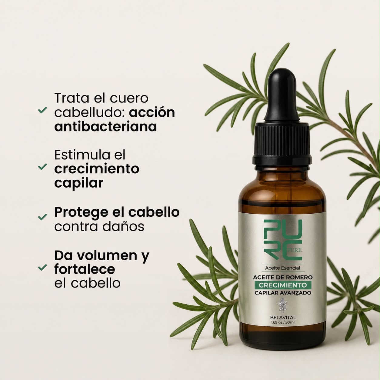 PloomiRaíz™ – Electric Hair Brush: Less Hair Fall, More Growth + FREE Rosemary Oil