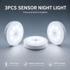 PLOOMI™ MotionGlow — 3er-Pack wiederaufladbare Bewegungssensorleuchten