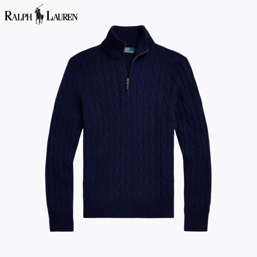 L.R Cable-Knit Cashmere Quarter-Zip Jumper